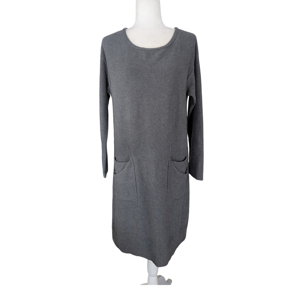 Pure Jill J. Jill Gray Cotton Cashmere Blend Long Sleeve Pocket Sweater Dress S